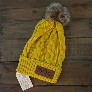 Yellow Skol Beanie with Pom-Pom